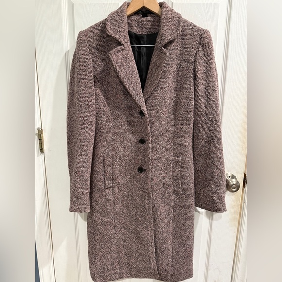 Express Pink Tweed Trench Knee Length Coat NWT - Picture 3 of 6